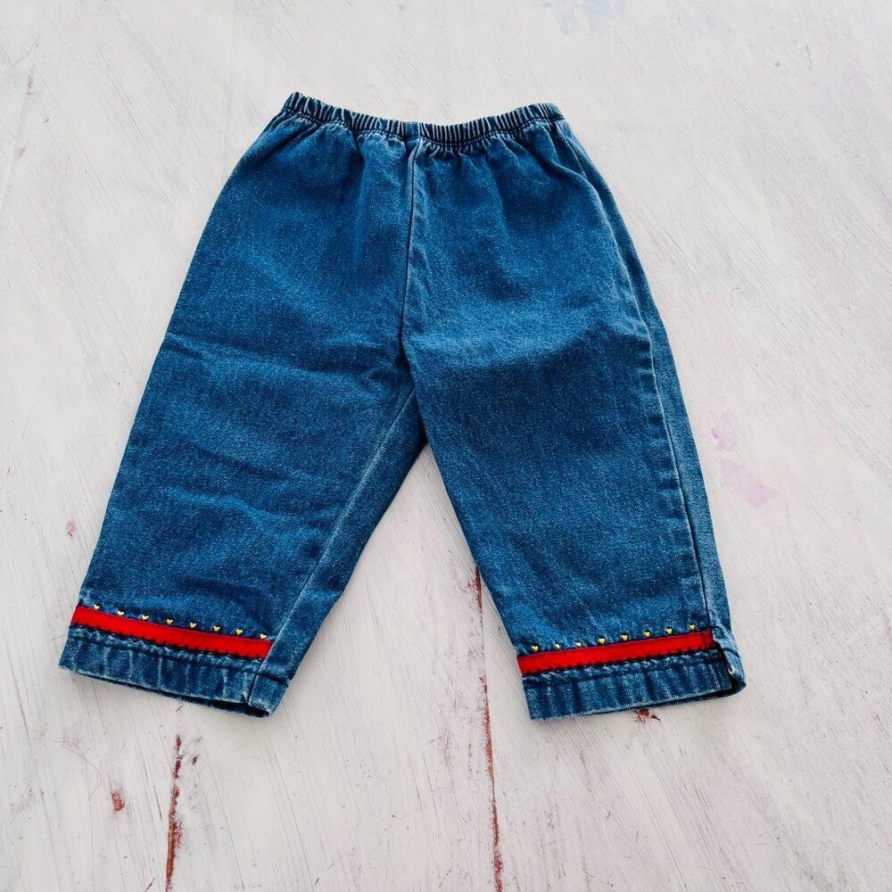 Vintage Healthtex Denim Pants Embroidered Hearts Size 18M
